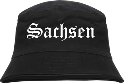 Produktbild von Sachsen Fischerhut - Altdeutsch - bedruckt - Bucket Hat Anglerhut Hut Schwarz L/XL