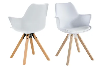 Produktbild von 2er Set Armlehnstuhl weiss Kunststofff Esszimmerstuhl Wohnzimmer Küche Stühle