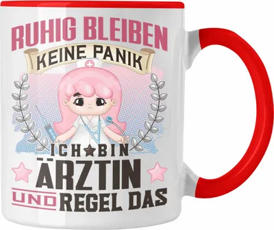 Produktbild von Trendation - Ärztin Tasse Geschenk Lustiger Spruch Frauen Ruhig Bleiben Ärztin Krankenhaus Geschenkidee (Rot)
