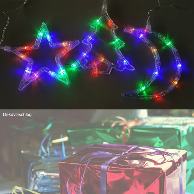 Produktbild von LED Lichterkette Stern-Mond-Baum Fenster-Weihnachtsbeleuchtung : Mehrfarbig