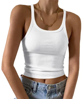 Produktbild von Damen-Sommer-Tanktop – U-Ausschnitt – Weiß