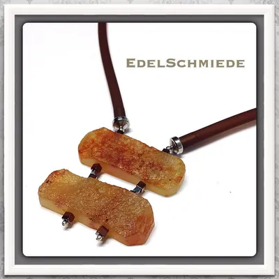 Produktbild von Edelschmiede925 Kautschukcollier mit Carneol und Hämatit   48 cm