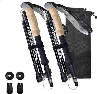 Immagine prodotto di Bastoni da trekking telescopici - regolabili da 110 a 130 cm - per uomo e donna - con morsetti in metallo e impugnature in gomma - per trekking ed escursionismo