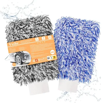 Zdjęcie produktu dla Rękawica do mycia samochodu z mikrofibry - 25 x 17 cm - 2 sztuki - Bez zarysowań