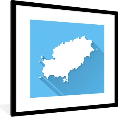 Produktbild von MuchoWow® Gerahmtes Poster Eine Illustration einer weißen Karte von Ibiza 40x40 cm - Poster mit Schwarzem Bilderrahmen Wandposter Rahmen Foto Bilder - Poster - Plakat im Rahmen