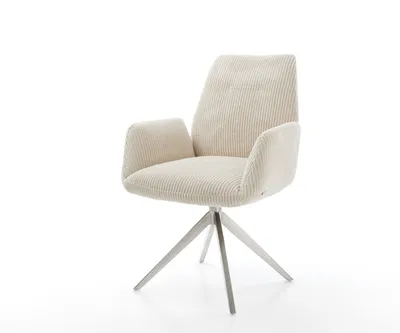 Immagine prodotto di DELIFE Sedia da pranzo Zoa-Flex Cord Beige Telaio a croce largo Acciaio inossidabile Molle insacchettate