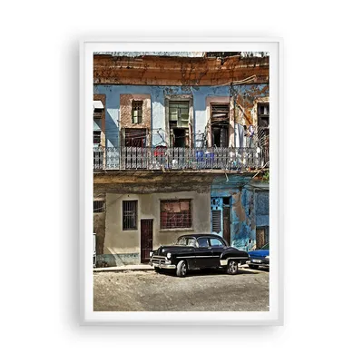 Produktbild von Gerahmtes Poster - Weißer Rahmen - Kuba Havanna Balkon - 70x100 cm - Wand Bild - Wanddeko - Wandbilder - Kunstposter - Wandposter - Bilderrahmen - Bilder - Kunstdruck - Wandbild - P2WPA70x100-4255