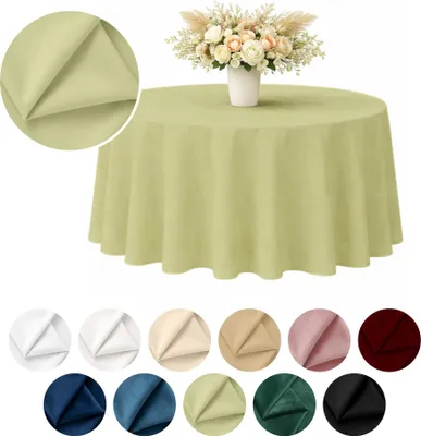 Produktbild von Runde matte Velours-Tischdecke in Olivgrün Ø 320 cm – Elegant und formstabil