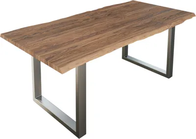 Produktbild von Esstisch Baumkante massiv Akazie stone 220 x 100 cm silber LAUREN