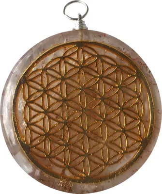 Produktbild von CHONIT Orgonit-Anhänger, Kristallhalskette mit Symbol Blume des Lebens u. Halsband und Tasche, EMF-Schutz, 5G-Schutz, EMF-Anhänger, Reiki-Anhänger, Großer Kristallstein (Weiß)