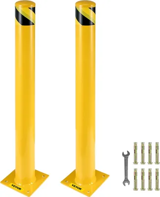 Obrázok produktu pre Bezpečnostný stĺpik, oceľový stĺpik, žltá rúrková oceľová zábrana, 42" H 5,5" D