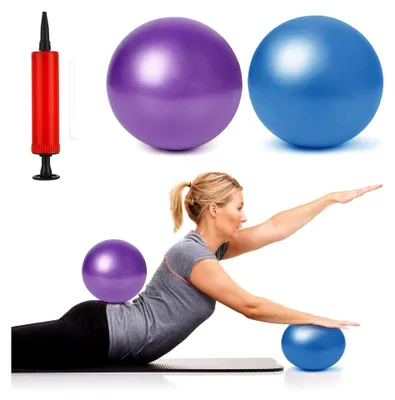 Produktbild von 2 Stück Gymnastikball Klein, 25 cm Pilates Ball Übungsball, weicher rutschfester Gymnastikball mit Aufblasvorrichtung für Yoga, Pilates, Balance und Physiotherapie