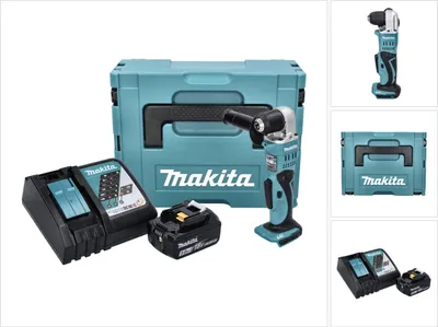 Immagine prodotto di Makita DDA 351 RT1J Trapano angolare a batteria 18 V 13,5 Nm + 1x batteria 5,0 Ah + caricabatterie + Makpac