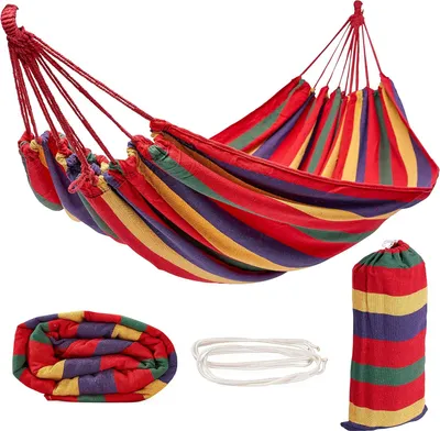 Produktbild von Famanu Hängematte 270x150cm Tragbar mit Tragetasche - Stabil und Einfach Aufzustellen - Garten Strand Camping Wandern
