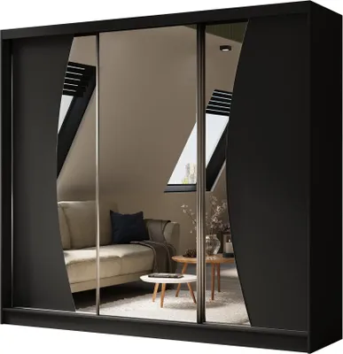 Image de BEAUTYSOFA armoire moderne avec portes coulissantes VOX 240 cm - armoire avec miroir et portes coulissantes (noir)