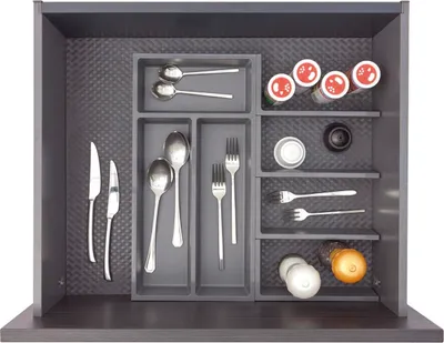 Produktbild von Ninka Besteckeinsatz mit Trenner Basis-Set 1.2 Tiefe 450/500mm, dunkelgrau