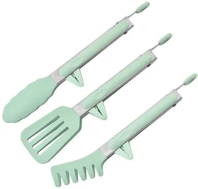 Produktbild von Silikon-Tangenset 26,5 cm - grüner Serviertang