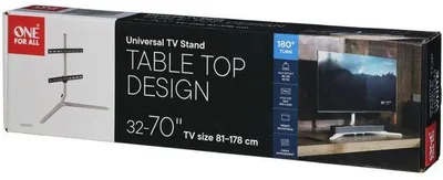 Zdjęcie produktu dla Stojak pod telewizor One For All / Stolik pod telewizor - blat w kolorze jasnoszarym/srebrnym - obrotowy o 180 stopni - standard VESA