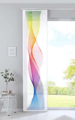 Produktbild von Schiebevorhang Bedruckt Flächenvorhang »Izmir« HxB 245x60 cm Welle Bunt Microsatin Blickdicht Lichtdurchlässig mit Paneelwagen, 2022400B