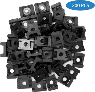 Set von 200 schraubbaren Kabelbinderhaltern für 9 mm Kabelbinder - schwarze Kabelmanagementlösung für Zuhause und im Büro