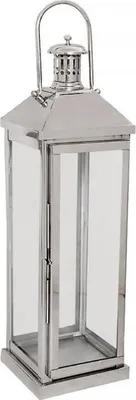 Produktbild von Casa Padrino Deko Kerzenleuchter Silber 18 x 18 x H. 65 cm - Metall Laterne mit Tragegriff - Gastronomie Accessoires - Restaurant Accessoires - Hotel Accessoires - Deko Accessoires