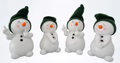 Produktbild von 4 Stück Schneemann Figuren grün 15cm Weihnachten Deko Dekofigur Winterdeko