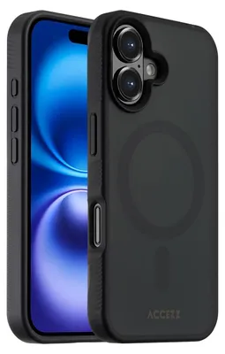 Produktbild von Accezz Rugged Frosted Back Cover mit MagSafe iPhone 16 - Schwarz
