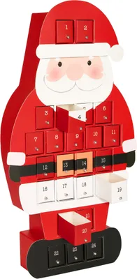Obrázek produktu pro BRUBAKER Adventní kalendář k naplnění 2026 – Santa Claus s 24 dvířky na poukázky a sladkosti – vánoční kalendář o velikosti 46 cm z červené lepenky