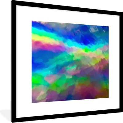 Produktbild von MuchoWow® Gerahmtes Poster Aquarell - Kunst - Psychedelisch 40x40 cm - Poster mit Schwarzem Bilderrahmen Wandposter Rahmen Foto Bilder - Poster - Plakat im Rahmen