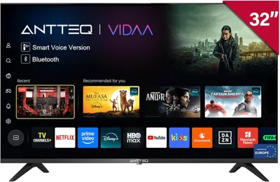 Obrázek produktu pro ANTTEQ V32-AH3.Q1D-BT Smart TV 32 palců (80 cm) – HD LED televizor – operační systém VIDAA – hlasové ovládání a Bluetooth – trojitý tuner (DVB-T2/S2/C) – model 2026