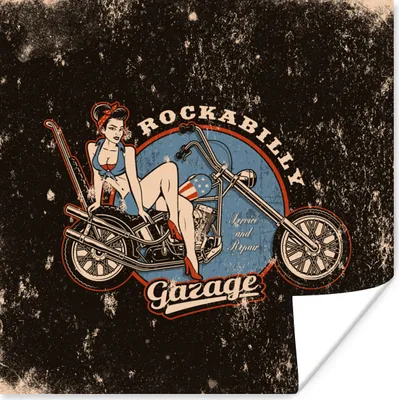 Produktbild von MuchoWow® Poster Mancave - Frauen - Motorrad - Vintage 30x30 cm - Wandposter - Printing