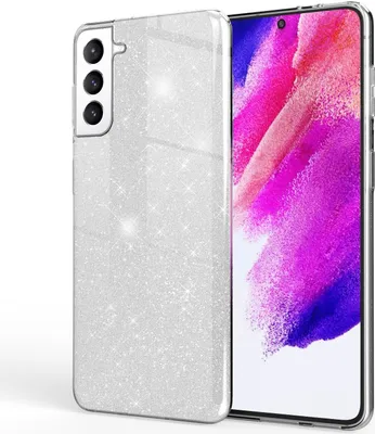 Produktbild von NALIA Robuste Glitzerhülle für Samsung Galaxy S21 FE, Glänzende Glitzer Hybrid Schutzhülle Verstärkte Silikonhülle Silber
