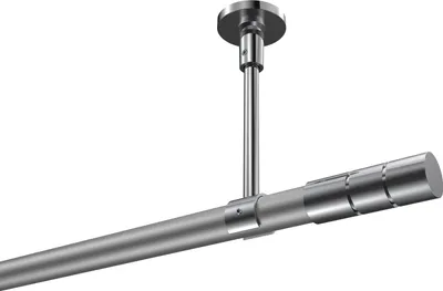 Produktbild von Interdeco Gardinenstange / Vorhangstange Silbergrau / Chrom, Typ Sonette Elanto (Rillenzylinder) ohne Ringe, Deckenmontage, 20 mm Ø 1-läufig, 480 cm