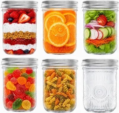 6 Einmachgläser 473 ml mit Schraubdeckel, transparent