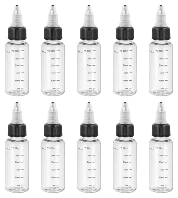 10 Kunststoff-Dosierflaschen 30 ml transparent mit Drehverschluss