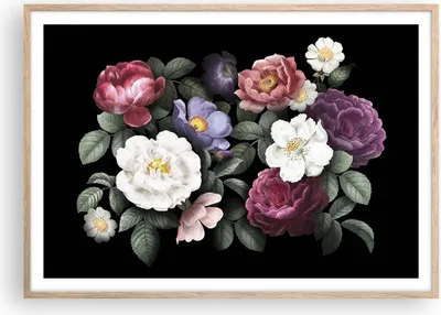 Produktbild von Gerahmtes Poster - Rahmen in heller Eiche - Blumen Blumenstrauß Komposition - 100x70 cm - Wand Bild - Wanddeko - Wandbilder - Kunstposter - Wandposter - Bilderrahmen - Bilder - P2NAA100x70-5032