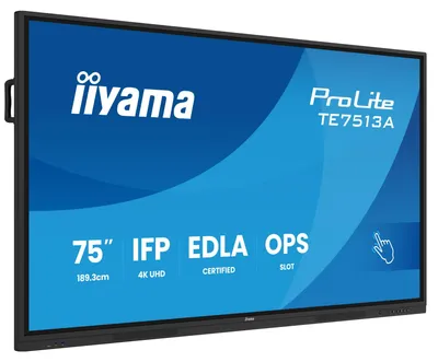 Obrázek produktu pro iiyama TE7513A-B2AG, Interaktivní plochý panel, 190,5 cm (75"), 3840 x 2160 px, Wi-Fi, 24/7