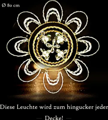 Produktbild von LED Pendelleuchte 6021-80 mit Fernbedienung Lichtfarbe Steuerbar. Kristall klar und bernstein K9. A+,LED Wohnzimmerleuchte Kronleuchte Pendelleuchte Deckenlampe Deckenstrahler led Deckenleuchte Hängeleuchte Hängelampe LED lampe LED Leuchte Beleuchtung Ein
