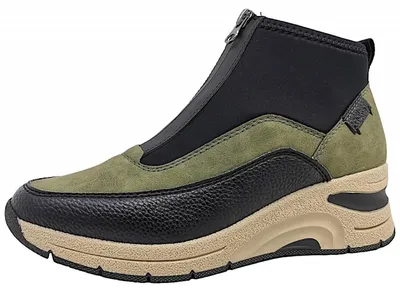 Image de Chaussures de randonnée pour femmes Rieker, compatibles avec les semelles intérieures amovibles, bottes, couleur verte, style décontracté