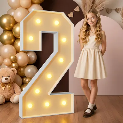 Leuchtende Riesen-Ziffer 2, 120 cm, LED-Deko für Feste