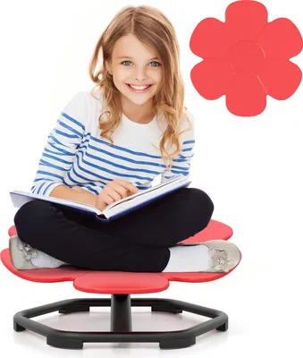 Obrázek produktu pro COSTWAY Senzorická otočná židle pro děti, 360° dětská otočná židle s protiskluzovou kovovou základnou, interiérová dětská židle pro batolata 3+ červená