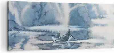 Produktbild von Bild auf Leinwand - Leinwandbild - Boot Fischer Wasser - 100x40cm - Wand Bild - Wanddeko - Leinwanddruck - Bilder - Kunstdruck - Wanddekoration - Leinwand bilder - Wandkunst - AB100x40-3864