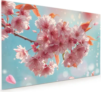 Produktbild von Küchenrückwand Spritzschutz Glas mit Motiv Kirschblüte Himmel 40 x 40 cm