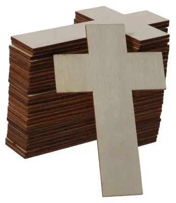 30 Kreuz-Holzausschnitte, unbehandelt, 11x7 cm, für DIY