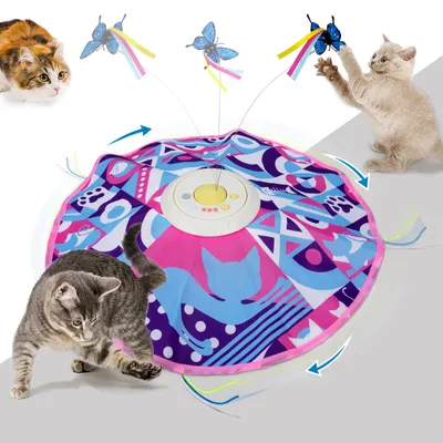Automatisches Katzenspielzeug, 3-in-1, wiederaufladbar, blau