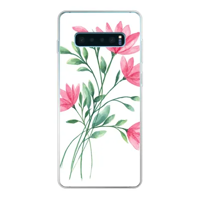 Produktbild von MuchoWow® Handyhülle Schutzhülle Hülle für Samsung Galaxy S10 Plus Blumen - Aquarell - Rosa Silikon Softcase Handy Hülle - Schutzhülle