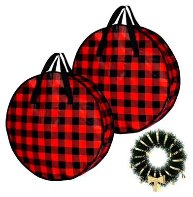 Image de Sacs de rangement, 2 pièces, supports à motifs pour décorations de vacances, sac de transport avec fermeture éclair