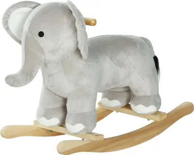 Produktbild von Schaukelpferd Elefant mit Soundeffekten, sicherer Basis, für Kinder 2-4 Jahre, 64,5x31x52 cm, Grau