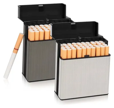 Imagen del producto de Set de 2 estuches portátiles para cigarrillos con cierre a presión