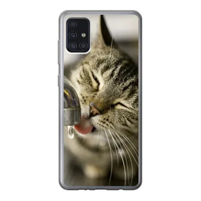 Produktbild von MuchoWow® Handyhülle Schutzhülle Hülle für Samsung Galaxy A52 5G Katze - Wasserhahn - Getränk Silikon Softcase Handy Hülle - Umschlag